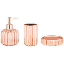 Kit p/ Banheiro Rose Gold em Cerâmica 3 Pçs 7786 Mart