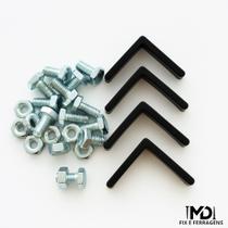 Kit P/ Estante Aço 48 Parafusos 1/4 X 1/2 C/ 48 Porcas e 4 Sapata L