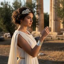 Kit P/ Fantasia Deusa Grega Romana C/ 1 Tiara Coroa Folhas De Louro E 1 Bracelete - 2 Pçs Kit P/ Fantasia Deusa Grega Romana C/ 1 Tiara Coroa Folhas De Louro E 1 Bracelete - 2 Pçs