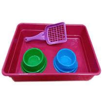 Kit p/ Gato com 4 Peças - Bandeja Vermelha - Marca Kit p/ Gato com 4 Peças - Bandeja Vermelha - Marca