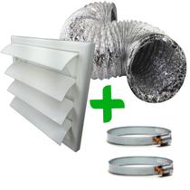 Kit P/ Inst. De Coifas C/ Grelha De Exaustão Auto Fechante 125mm E Duto 6m