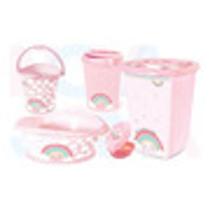 Kit P/o Bebe Lixeira,saboneteira,cesto,balde,bacia Arco Iris - plasutil