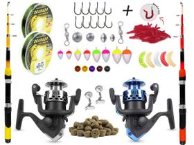 Kit P/ Pesca 2 Vara Telescópica 1,70m + 2 Molinete e Acessórios (Ref. 53)