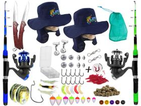 Kit P/ Pesca 2 Vara Telescópica 1,70m + 2 Molinete e Acessórios (Ref. 55)