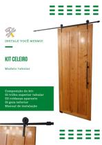 Kit p/ Porta Celeiro 2 Roldanas Aparente - Tubular 1,00 M - Preto KT-4002