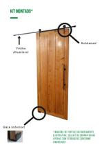 Kit p/ Porta Celeiro 2 Roldanas Aparente - Tubular 1,30 M - Preto - Al-Fer KT-4004
