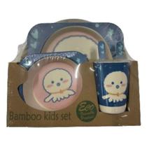 Kit P/Refeição Infantil Fibra Bambu 5PCS - Polvo - Quanhe