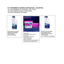 Kit p/ Tratamento de Piscina Astral/BluePool - Cloro+Algicida+Clarificante