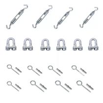 Kit P/ Varal 18 Pç-4 Esticador Cabo Aço + 6 Clip +8 Pitão