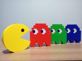Kit Pac Man Decorativos com 4 Peças feita em 3D