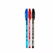 Kit Pacote 12 canetas azul vermelha preto clássica esferográfica escolar
