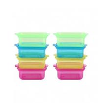 Kit pacote 8 potes retangulares coloridos multiuso