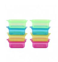 Kit pacote 8 potes retangulares coloridos multiuso ótima qualidade