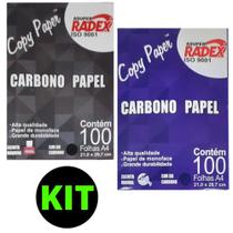 Kit Pacote Papel Carbono Preto / Pacote Papel Carbono Azul A4 - Radex