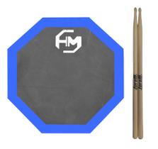 Kit Pad Estudo Bateria HM Az e Baquetas Torelli Marfim TQ200