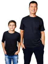 Kit Pai e Eu 02 Peças- Camiseta Masculina Lisa Básica Preta e Camiseta Juvenil Lisa Básica Preta - Pthirillo