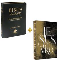 KIT PAI LIVRO JESUS O LIVRO FILHO DE DEUS e BÍBLIA LETRA EXTRAGIGANTE PJV Palavras em Vermelho ARC - Presente Natal Mãe Pai