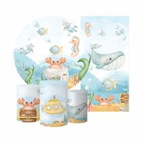Kit Painéis Casados Fundo Do Mar Aquarela Capas Cilindro Festa Kit Painéis Casados Fundo Do Mar Aquarela Capas Cilindro Festa