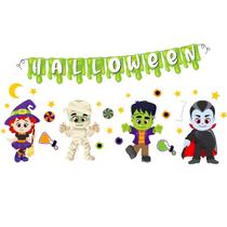 Kit painéis decorativos halloween cute piffer assustador - 36 itens