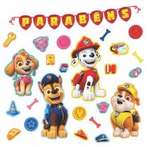 Kit Painéis Decorativos Patrulha Canina Infantil Parabéns 32 Peças
