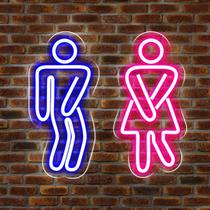 Kit Painéis Neon Banheiro Masculino Feminino Decoração Luz