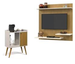 Kit Painel 32" Madri + Aparador Buffet Linus Cor Off / Ripado