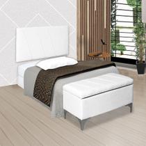 Kit Painel Cabeceira + Bau Iza Para Cama Box Quarto Casal Moderno 1,40 Nanda Decor