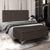 Kit Painel Cabeceira + Bau Iza Para Cama Queen Box Quarto Moderno 1,60 Nanda Decor