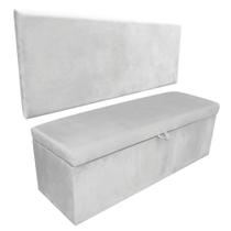 Kit Painel Cabeceira de Cama Box Solteiro Com Recamier Ayumi 90 CM material sintético Branco - Móveis Mafer