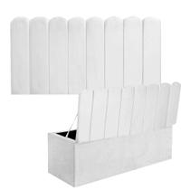 Kit Painel Cabeceira Estofada e Calçadeira Baú Recamier Dallas 160cm Queen Size material sintético Branco - Ahazzo Móveis