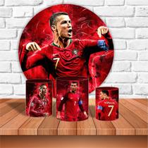 Kit Painel Com Cilindro Redondo Sublimado Cristiano Ronaldo CR7