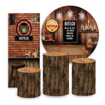 Kit Painel de festa Boteco, painel redondo, capa de cilindro e portal romano, portal romano Boteco