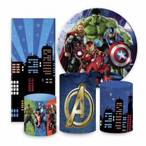 Kit Painel de festa Herois, Vingadores , painel redondo, capa de cilindro e portal retangular, portal Herois Kit Painel de festa Herois, Vingadores , painel redondo, capa de cilindro e portal retangular, portal Herois