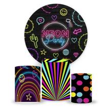 KIT Painel de festa,Neon, painel redondo, trio capa de cilindro e portal retangular, portal romano
