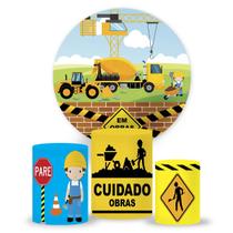 KIT Painel de festa, painel redondo, trio capa de cilindro e portal retangular, portal construção