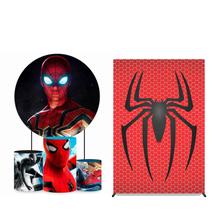 Kit Painel de Festa Redondo 1,80m, Trio de Cilindros e Painel Lateral Homem Aranha - Fera Print
