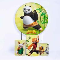Kit Painel de Festa Redondo de 1,50m e Trio de Cilindros Kung Fu Panda - Fera Print