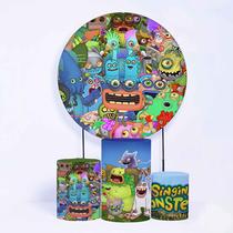 Kit Painel de Festa Redondo de 1,50m e Trio de Cilindros My Singing - Fera Print