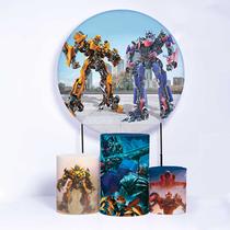 Kit Painel de Festa Redondo de 1,50m e Trio de Cilindros Transformers - Fera Print Kit Painel de Festa Redondo de 1,50m e Trio de Cilindros Transformers - Fera Print