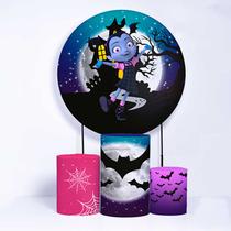 Kit Painel de Festa Redondo e Trio de Cilindros Vampirinha - Fera Print Kit Painel de Festa Redondo e Trio de Cilindros Vampirinha - Fera Print