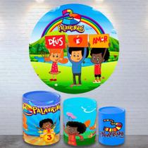 Kit Painel de Festa Redondo Trio Cilindro - 3 PALAVRINHAS Kit Painel de Festa Redondo Trio Cilindro - 3 PALAVRINHAS