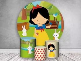Kit Painel de Festa Redondo Trio Cilindro - BRANCA DE NEVE