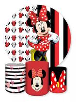 Kit Painel de Festa Redondo Trio Cilindro - MINNIE