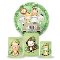 Kit Painel de festa Safari, painel redondo, trio capa de cilindro e portal retangular, portal romano