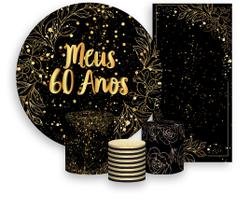 Kit Painel De Festa + Trio Capa Cilindro + Faixa Veste Fácil - 60 Anos Efeito Brilhos Dourados 023 Kit Painel De Festa + Trio Capa Cilindro + Faixa Veste Fácil - 60 Anos Efeito Brilhos Dourados 023