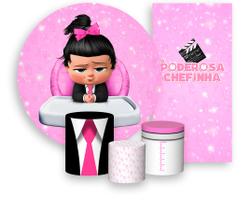 Kit Painel De Festa + Trio Capa Cilindro + Faixa Veste Fácil - A Poderosa Chefinha Efeito Brilhos 001