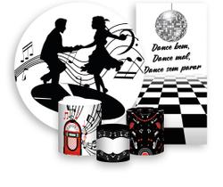 Kit Painel De Festa + Trio Capa Cilindro + Faixa Veste Fácil - Anos 80 Musica Preto E Branco 001