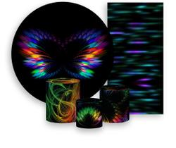 Kit Painel De Festa + Trio Capa Cilindro + Faixa Veste Fácil - Asas Coloridas Efeito Neon 001