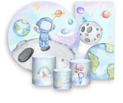 Kit Painel De Festa + Trio Capa Cilindro + Faixa Veste Fácil -Astronauta Candy Na Lua 005