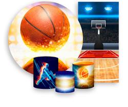 Kit Painel De Festa + Trio Capa Cilindro + Faixa Veste Fácil - Bola de Basquete Efeito Luzes 001 Kit Painel De Festa + Trio Capa Cilindro + Faixa Veste Fácil - Bola de Basquete Efeito Luzes 001